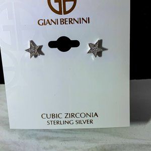 Star stud earrings sterling silver and cubic zirco